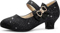Eithy Girls Dress Shoes Low Heel Bow Princess Flats for Kids