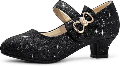 Eithy Girls Dress Shoes Low Heel Bow Princess Flats for Kids