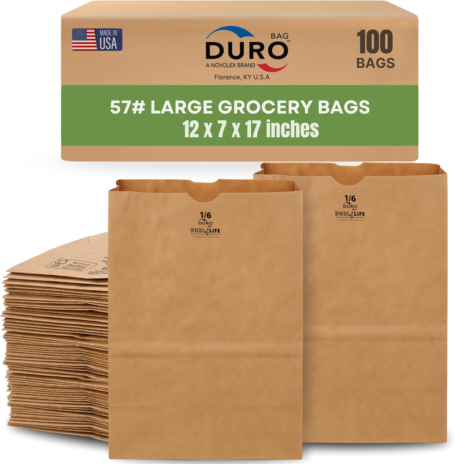 Heavy-Duty Brown Paper Grocery Bags for Shopping & Take-Out