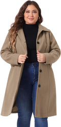 Agnes Orinda Plus Size Single Breasted Belted Winter Long Coat - Chic
