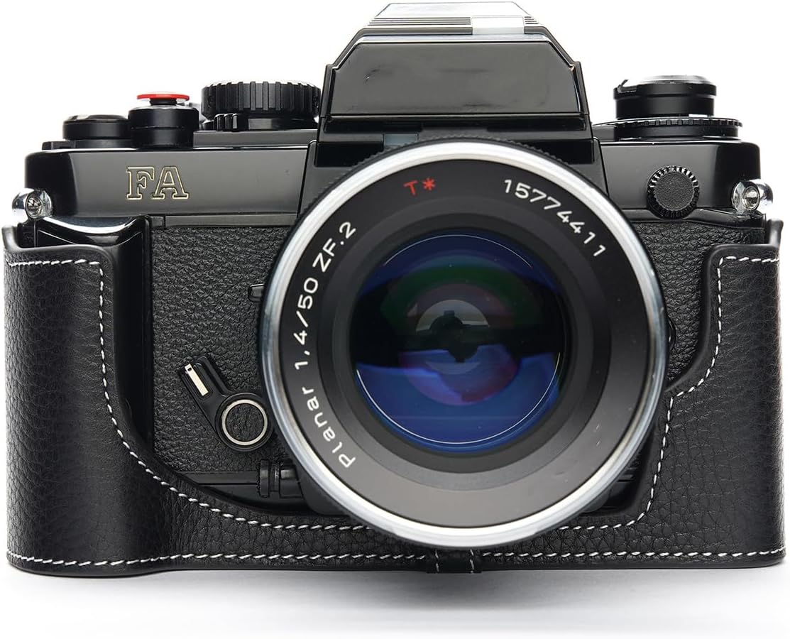 Handmade Genuine Leather Half Camera Case for Nikon FA Black
