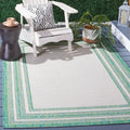 Courtyard Collection 5ft3in x 7ft7in Ivory Green Outdoor Area Rug