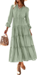 MASCOMODA 2025 Women's Long Sleeve Maxi Dress for Autumn Fashion