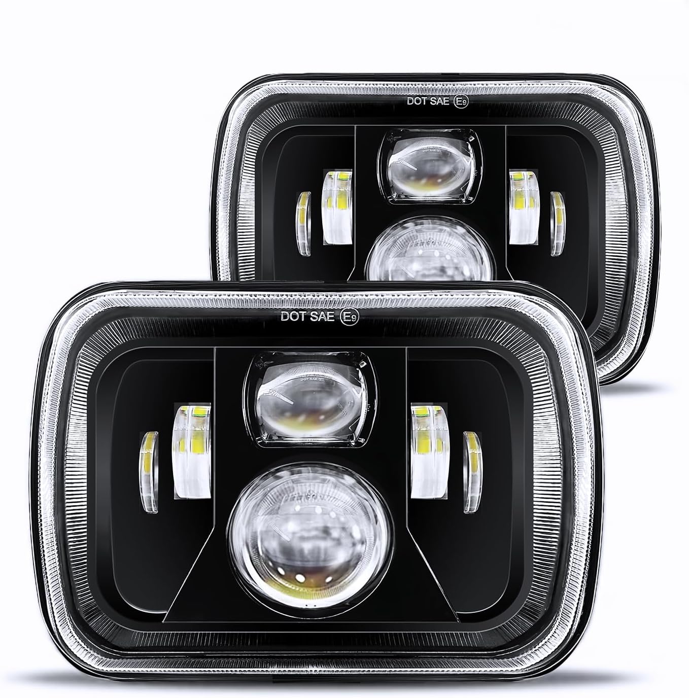 Upgraded 5x7 LED Headlights for Jeep Cherokee and Wrangler