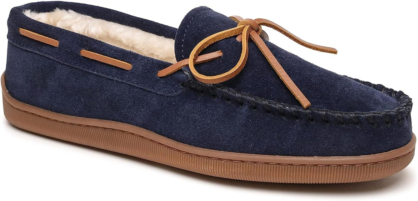 Minnetonka Men's Pile Lined Hardsole Slippers for Comfort