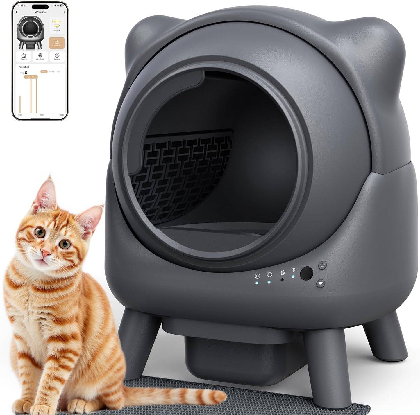 Self Cleaning Litter Box with Odor Control for Multiple Cats