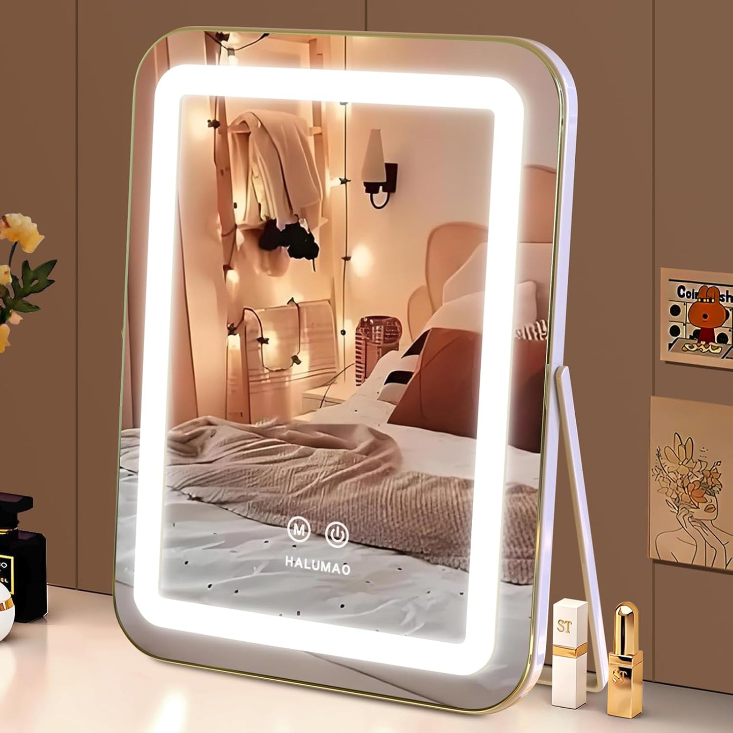 14.6 LED Vanity Mirror - 3 Colors, Smart Touch, 360 Rotation