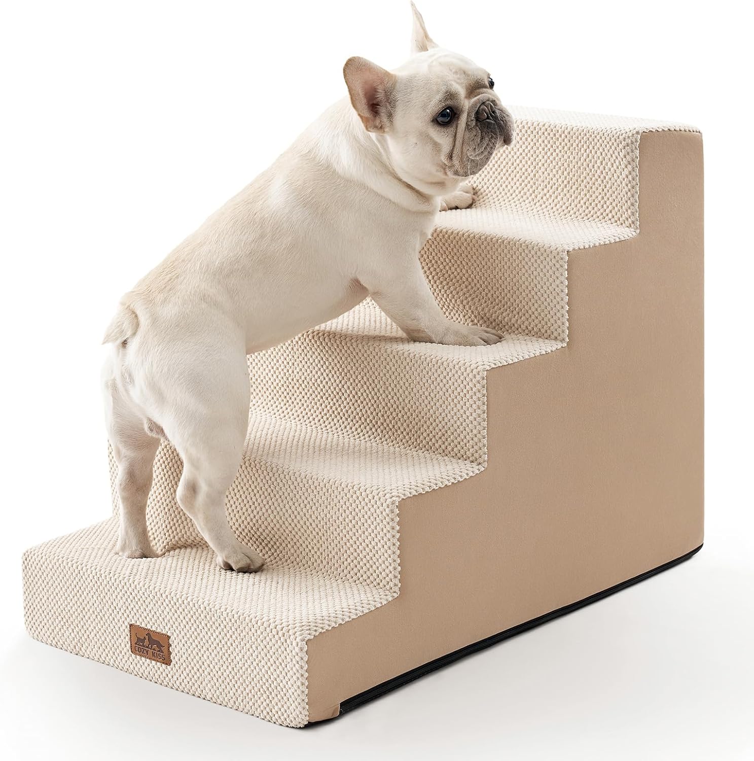 Dog Stairs for Small Dogs, 5 Tier Wider Pet Steps for High Beds