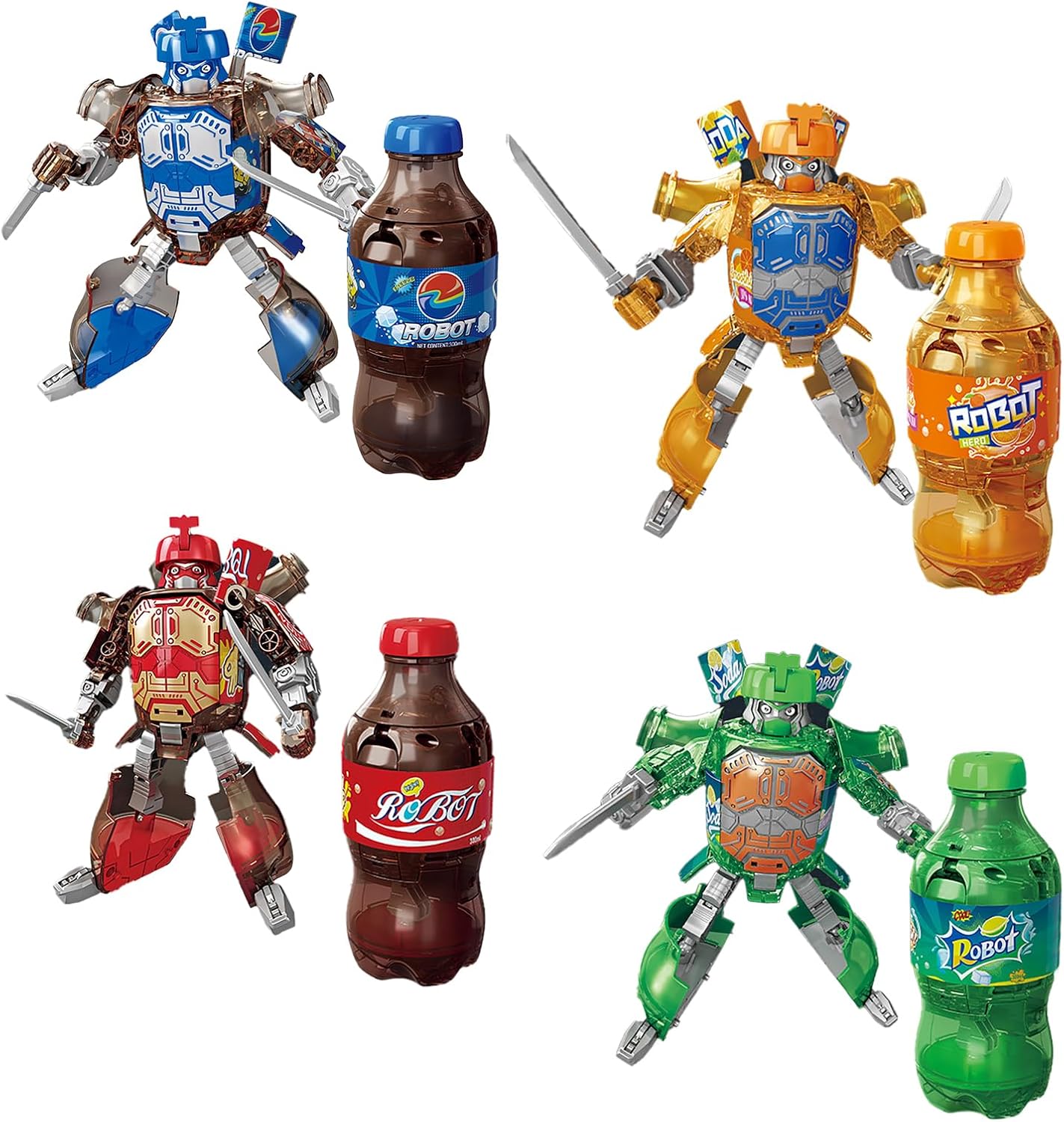 2025 New Beverage Bottles Deformation Robot Toys for Kids