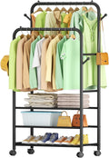 Clothing Racks for Hanging Clothes - 3-Tier Portable Rack with Wheels