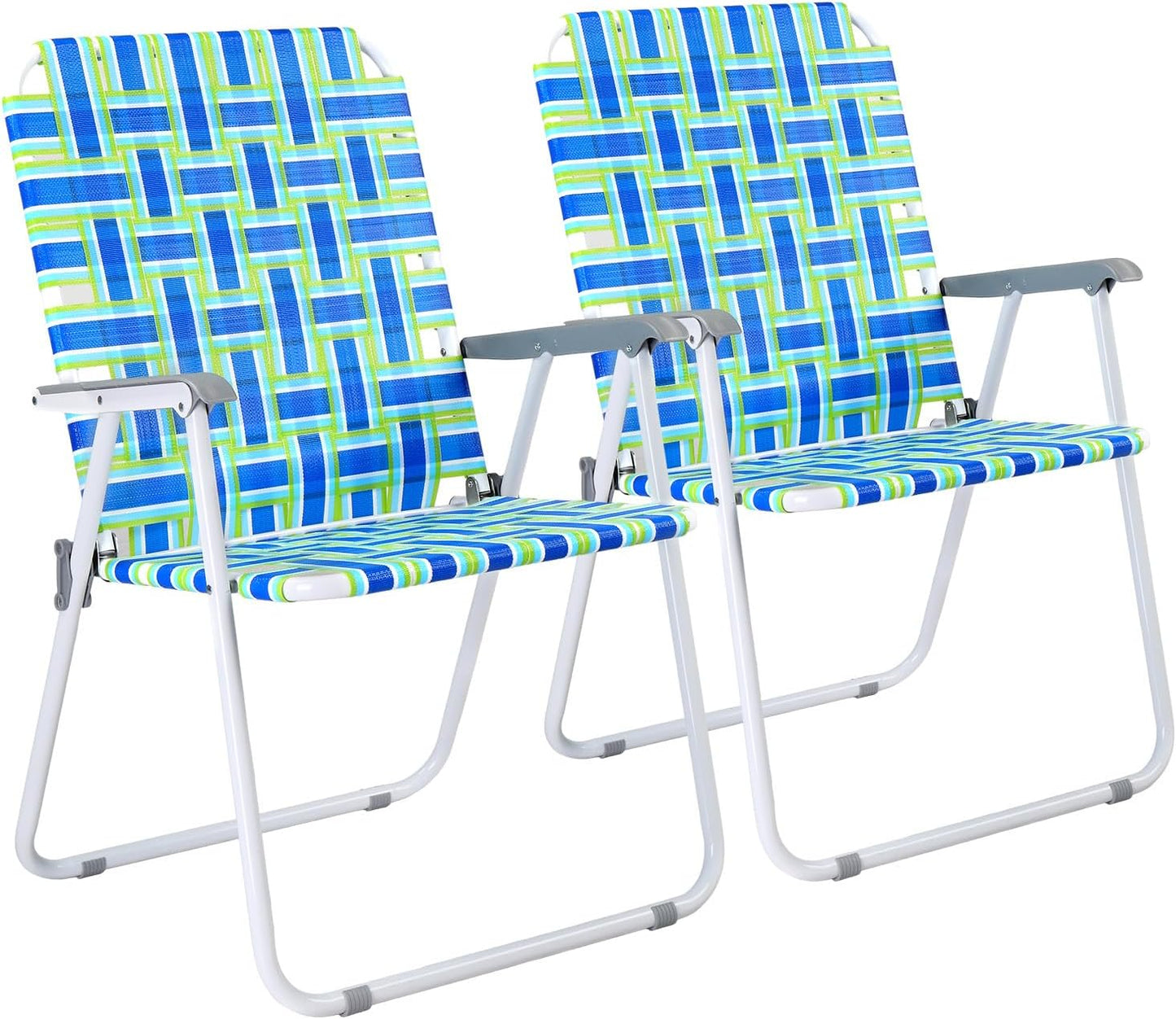 VINGLI Oversize Patio Lawn Webbed Folding Chairs Set of 2