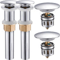 Pop Up Drain Without Overflow for Vessel Vanity Sink - 2 Pack Polished