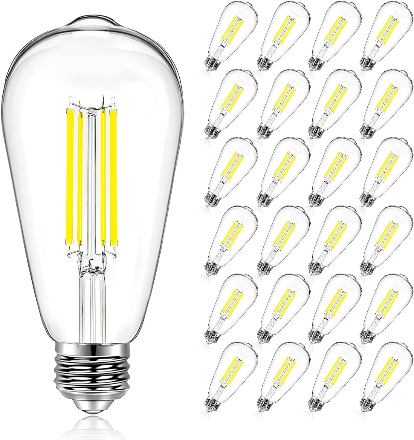 Vintage LED Edison Bulbs - Dimmable 60W Equivalent ST58 24 Pack
