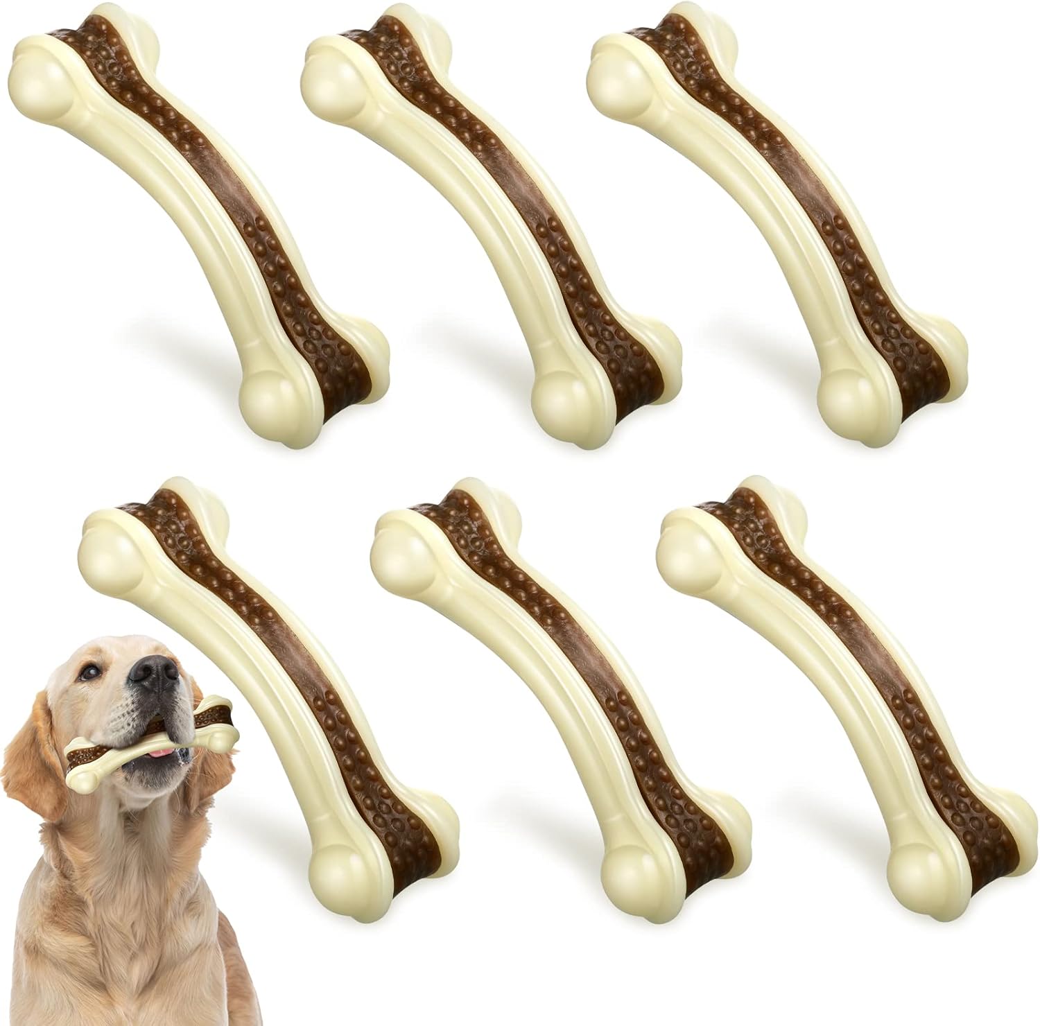 Sosation 6 Pcs Dog Toys for Aggressive Chewers - Tough Bones