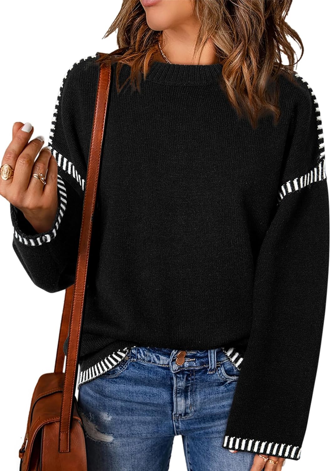 Dokotoo Fashion Solid Crewneck Loose Fit Pullover Sweater