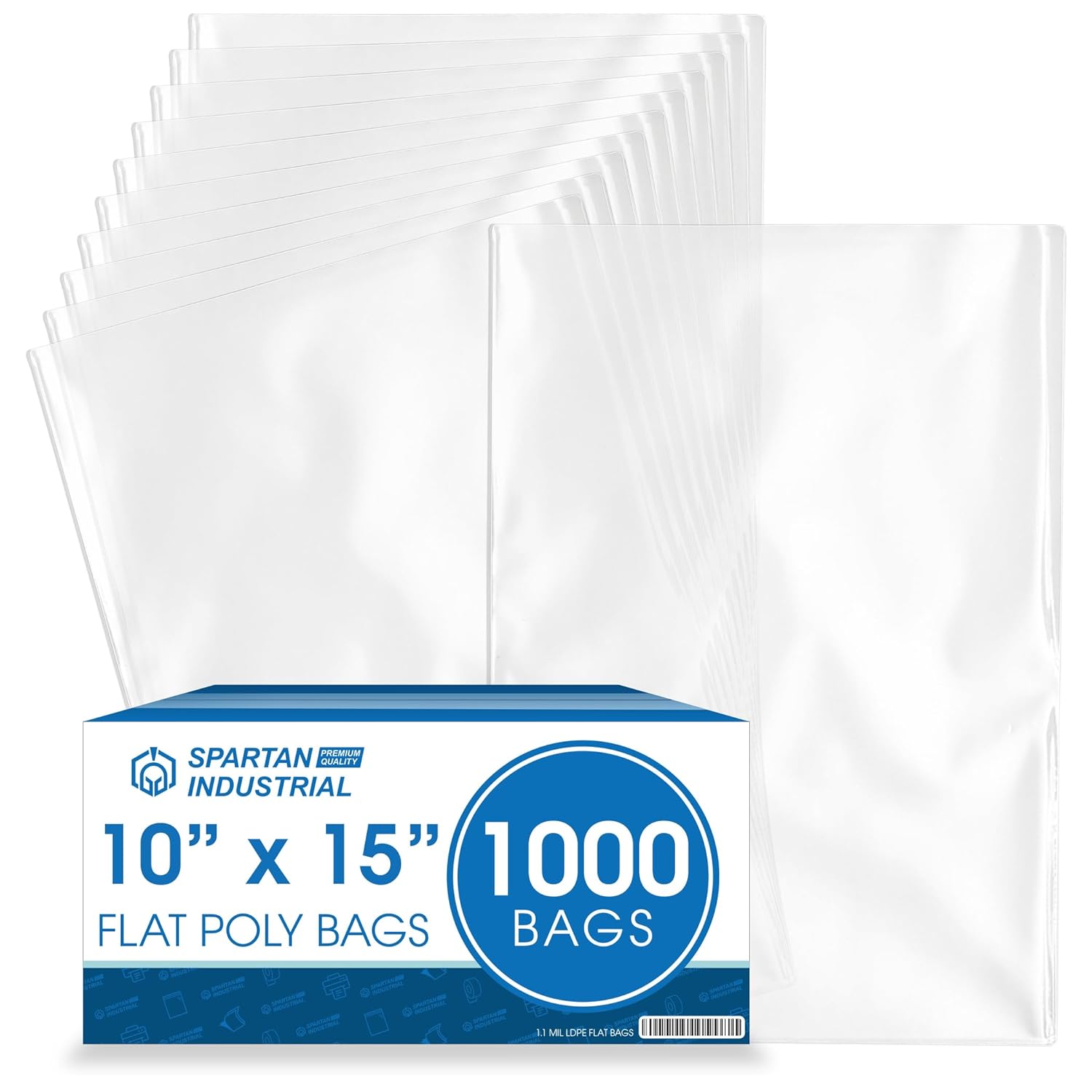Spartan Industrial 10 X 15 Clear Plastic Poly Bags for Packaging