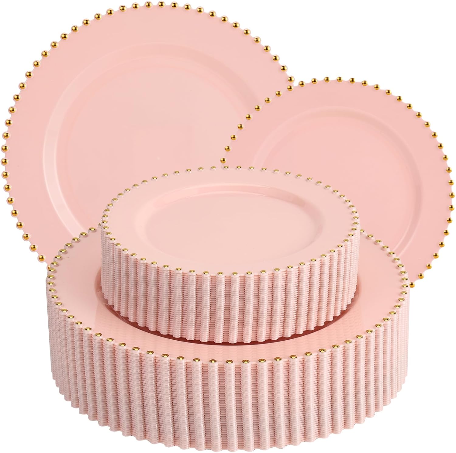 Elegant Pink Plastic Plates with Gold Rim for Any Occasion