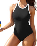Charmo Women One Piece Swimsuit with Zipper Back Design