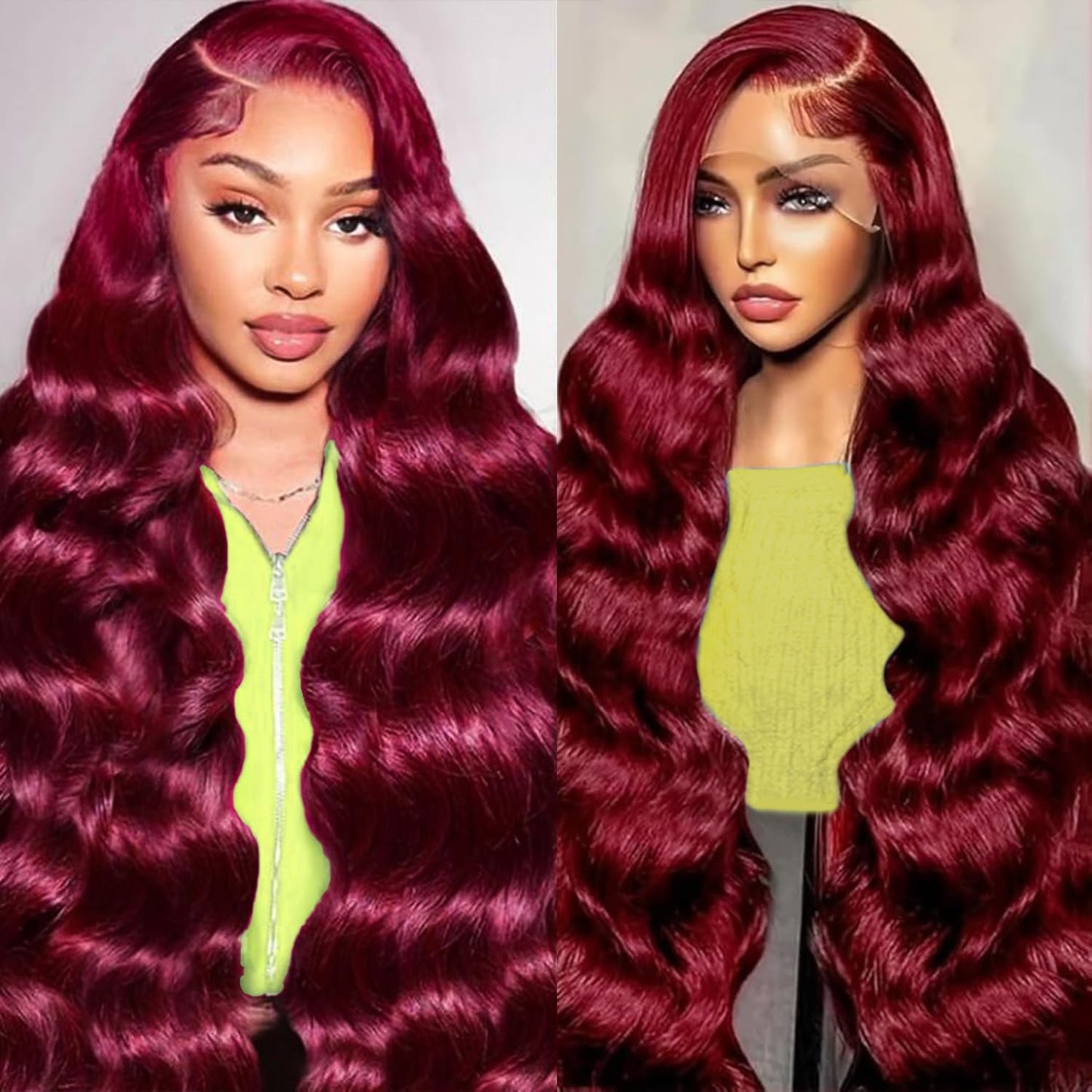 26 Inch 99J Burgundy Lace Front Wigs Human Hair for Women