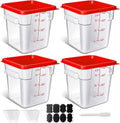 4 Pack 4QT Food Storage Containers with Red Lids - Commercial Grade