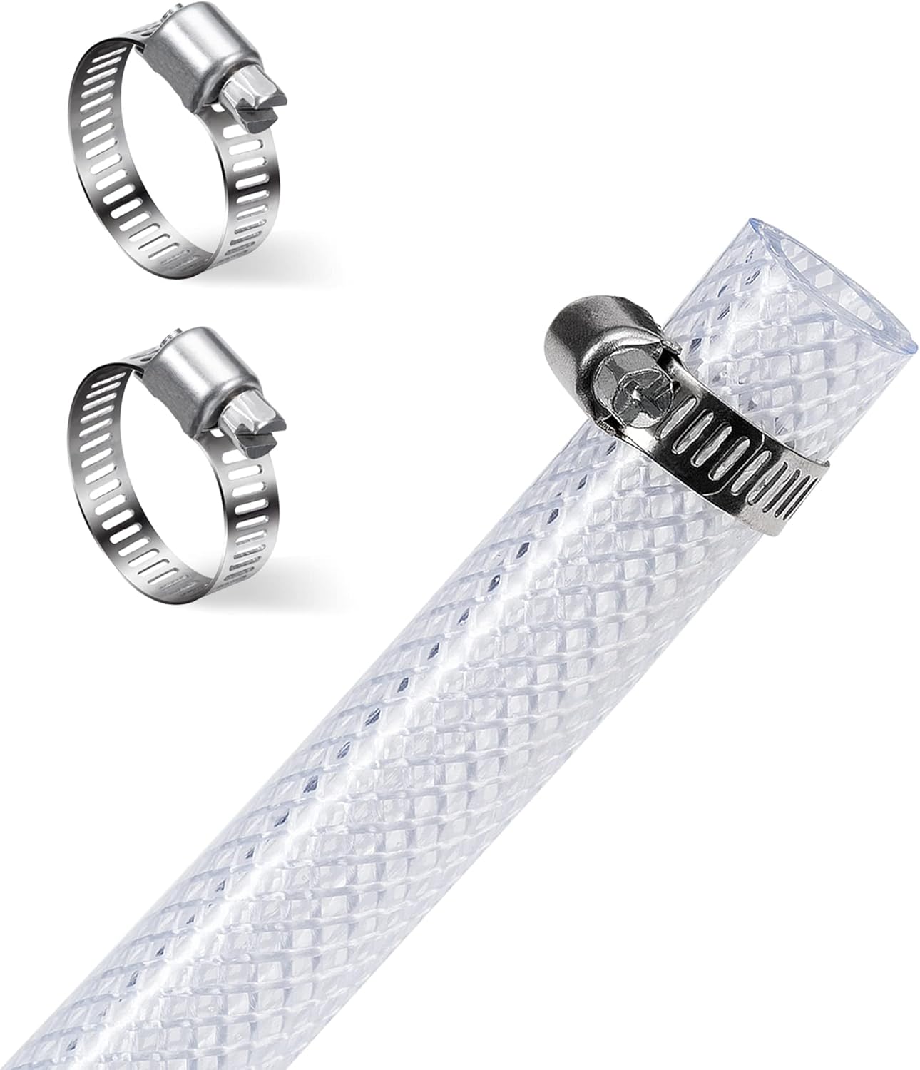 DAVCO 5/8 ID Heavy Duty Braided Clear Vinyl Tubing with Clamps