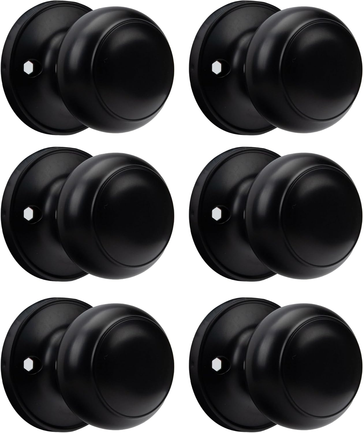 Elegant Matte Black Dummy Door Knobs for Closet Doors - 6 Pack