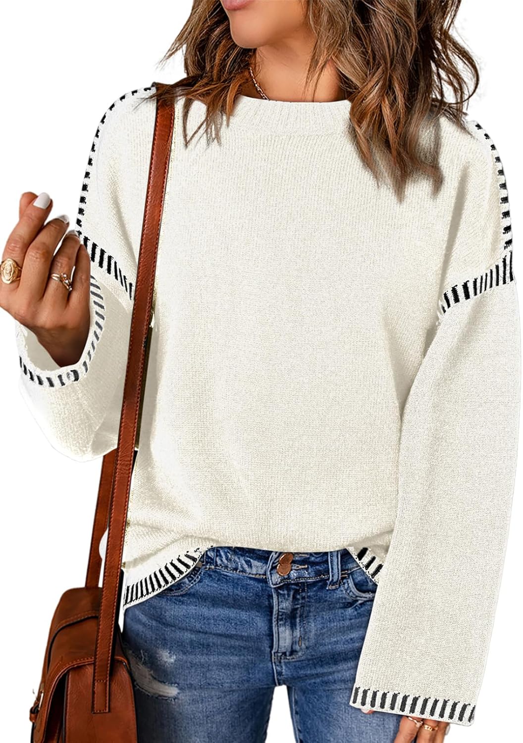 Dokotoo Fashion Solid Crewneck Loose Fit Pullover Sweater
