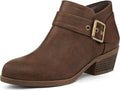 mysoft Women's Ankle Boots with Side Zipper - Low Chunky Heel