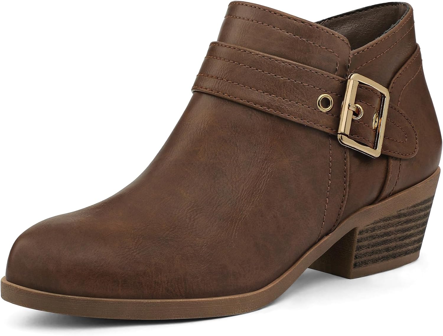 Stylish Women's Ankle Boots with Chunky Stacked Heel Design