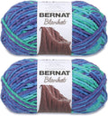 Bernat Blanket Ocean Shades Yarn - Super Bulky Chenille Yarn