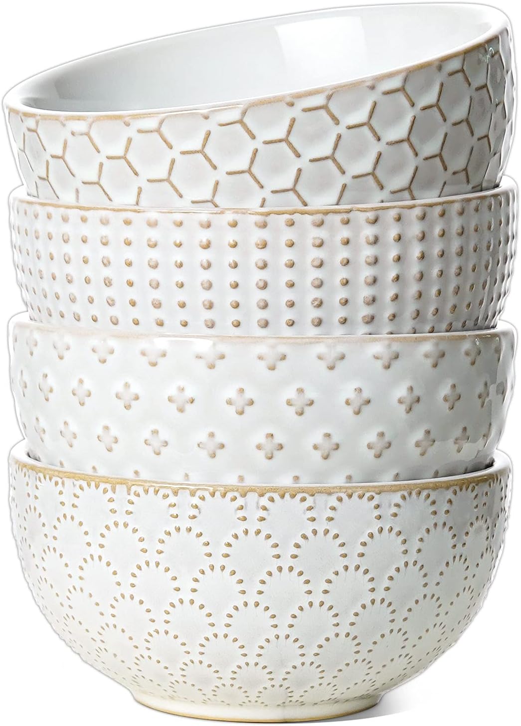 LE TAUCI Set of 4 Ceramic Soup Bowls - Versatile 26 oz Stoneware for Kitchen Delights