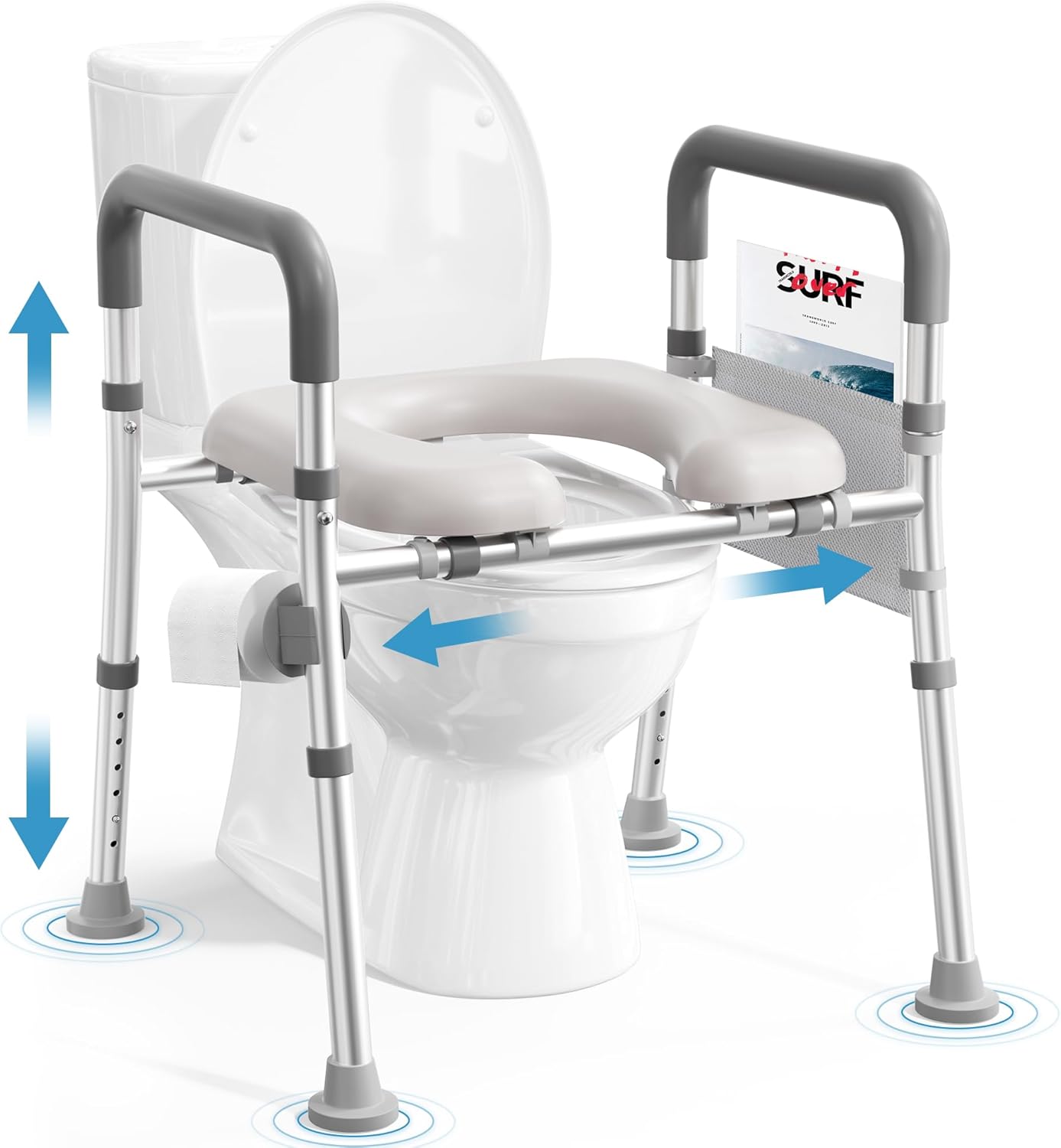 Senior-Friendly Raised Toilet Seat with Handles