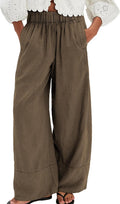 Songling Women's Casual Wide Leg Linen Palazzo Pants for Comfort