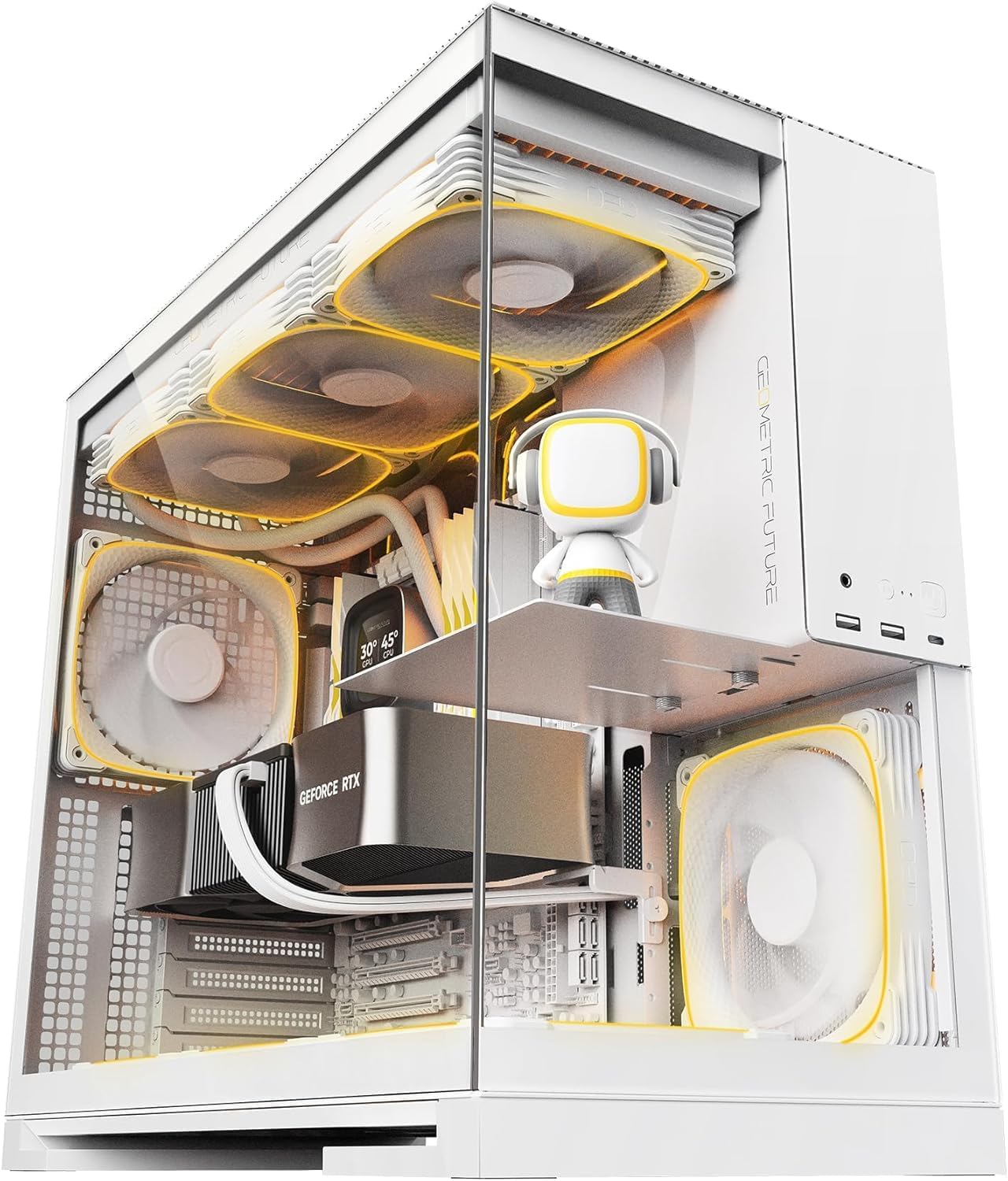 M5 Tempered Glass Mid Tower Case with 5 ARGB Fans and Type C