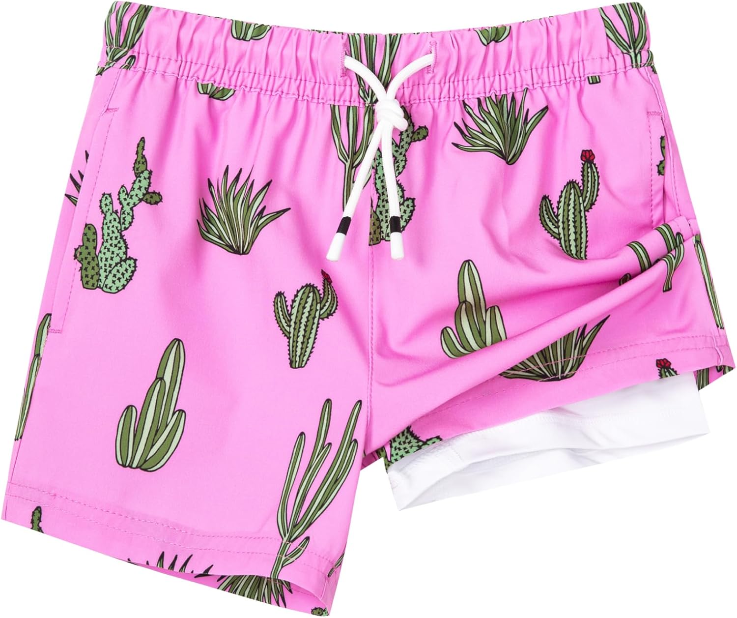 SURF CUZ Boys Swim Trunks with Boxer Brief Liner for Kids