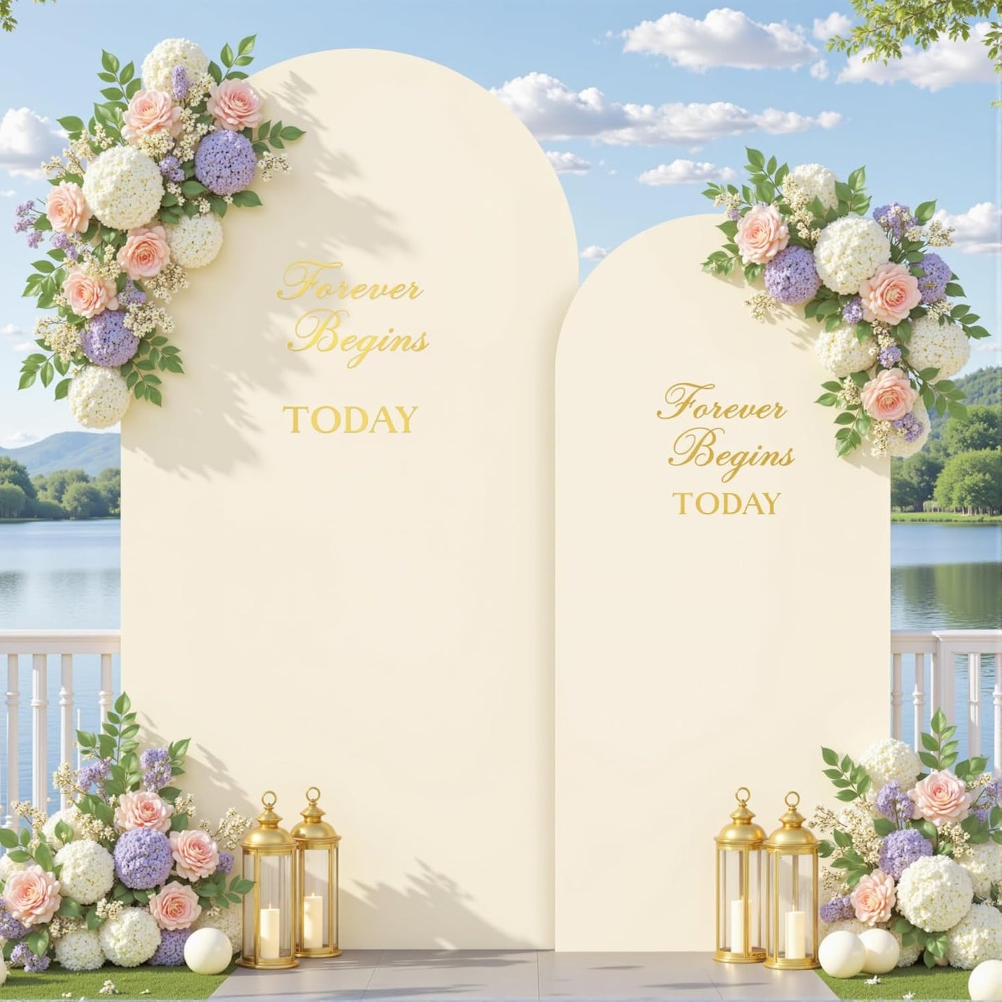 Beige Arch Backdrop Cover Set of 2 for Elegant Events