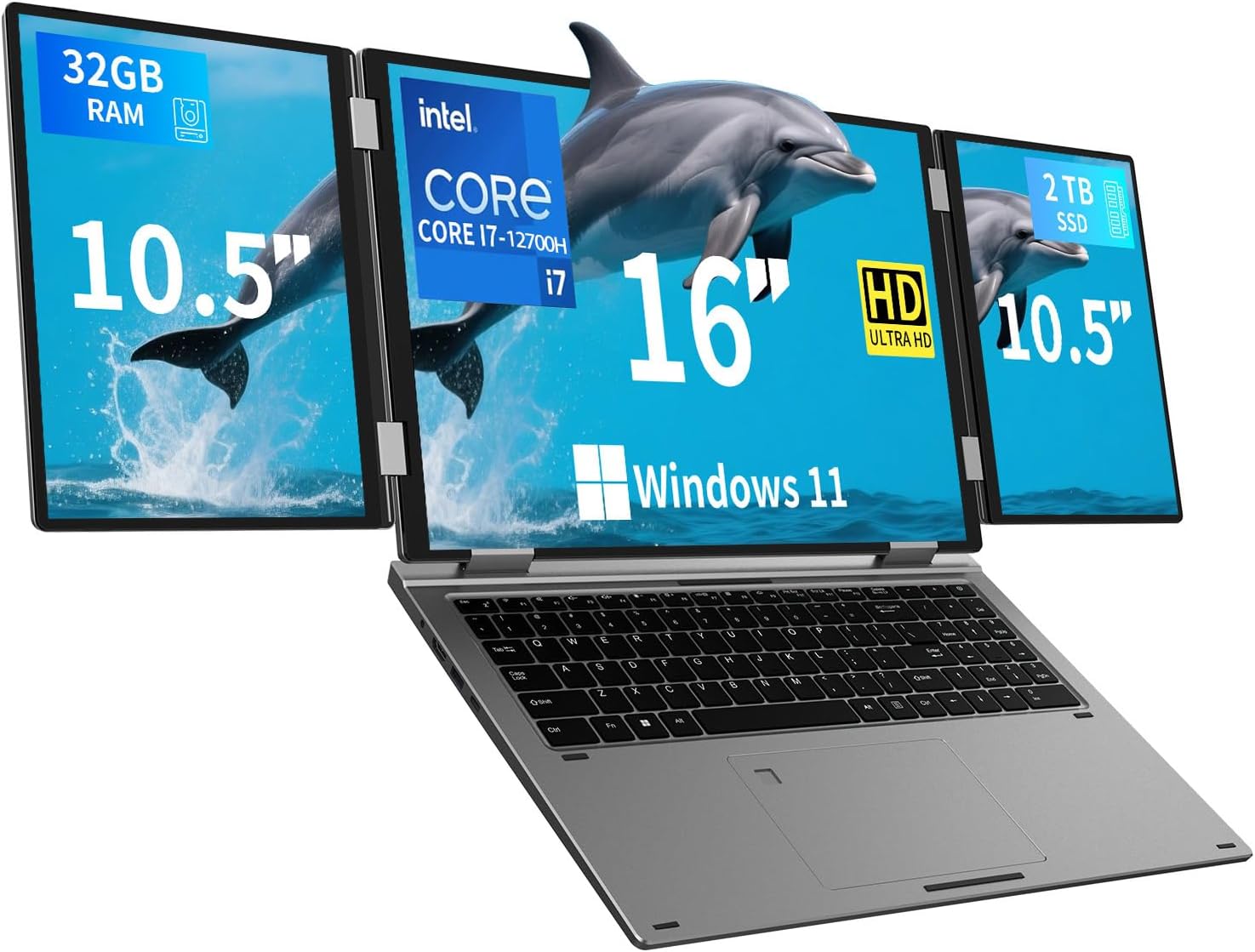 Triple Screen Laptop with Core i7, 32GB RAM, and 2TB SSD