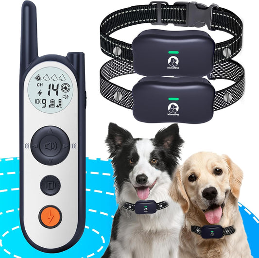 MIMOFPET Wireless Dog Fence System for 2 Dogs with Training Collar