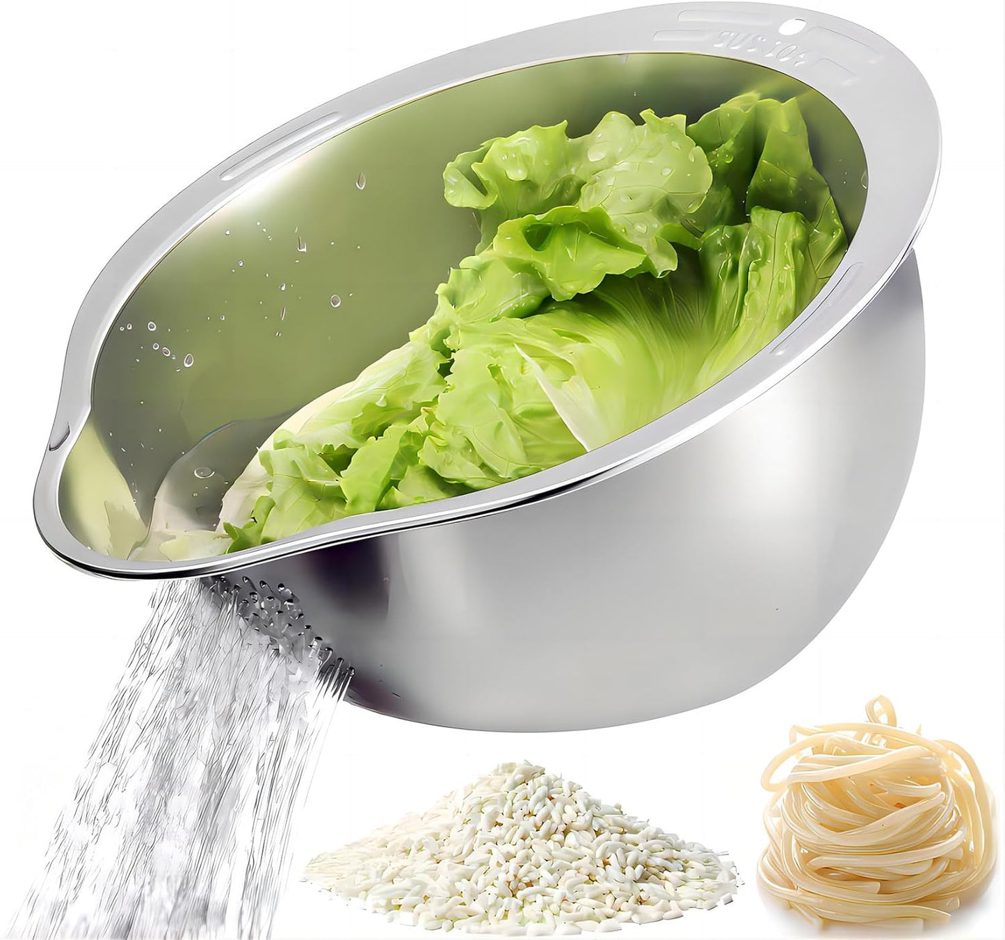 YENXIKU Stainless Steel Rice Washer - Multi-Use Colander