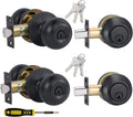 2 Sets Keyed Alike Entry Door Knobs and Deadbolt Combo - Matte Black