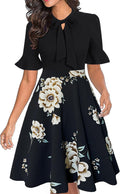 Women Summer Floral Ruffle Sleeve Wear to Work Church (Style FWP9)