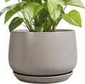 Ceramic Planter 9 in Round Modern Plant Pot - Drainage Saucer