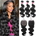 12A Body Wave Bundles with Closure for Natural Black Hair