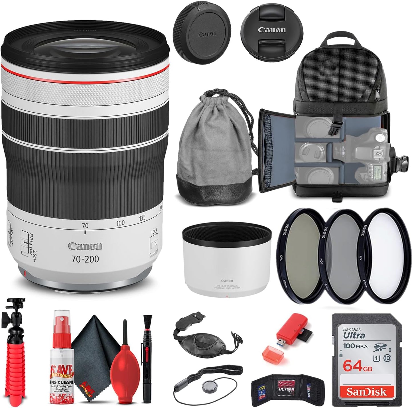Canon RF 70-200mm f/4L IS USM Lens Bundle with Essential Accessories