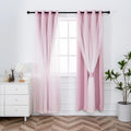 Pale Pink Blackout Curtains with Sheer Overlay - Light Control