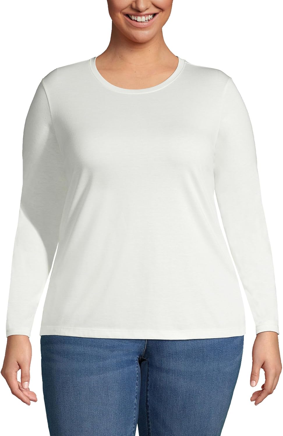 Relaxed Supima Cotton Long Sleeve Crew Neck T-Shirt for Women