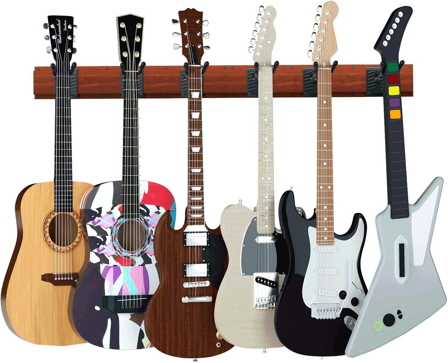 Guitar Wall Mount with 6 Adjustable Hangers for Stylish Display