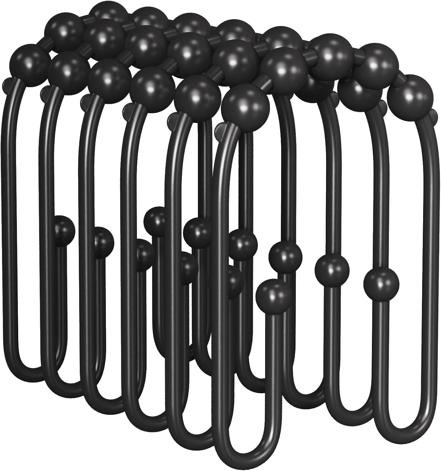 Rust-Proof Non-Slip Black Shower Hooks - 12 Pcs