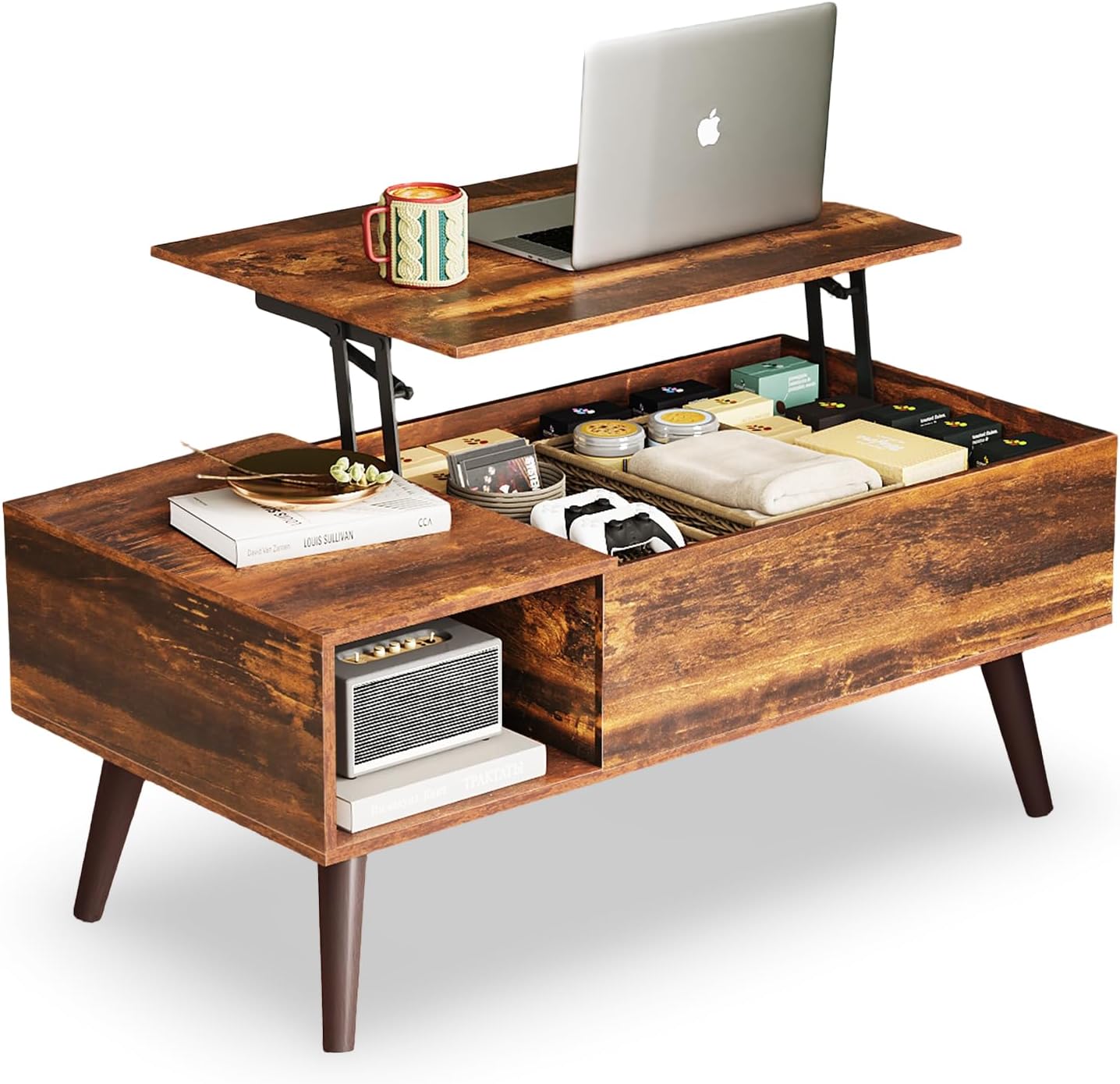 WLIVE Coffee Table with Lift Top Design and Hidden Storage