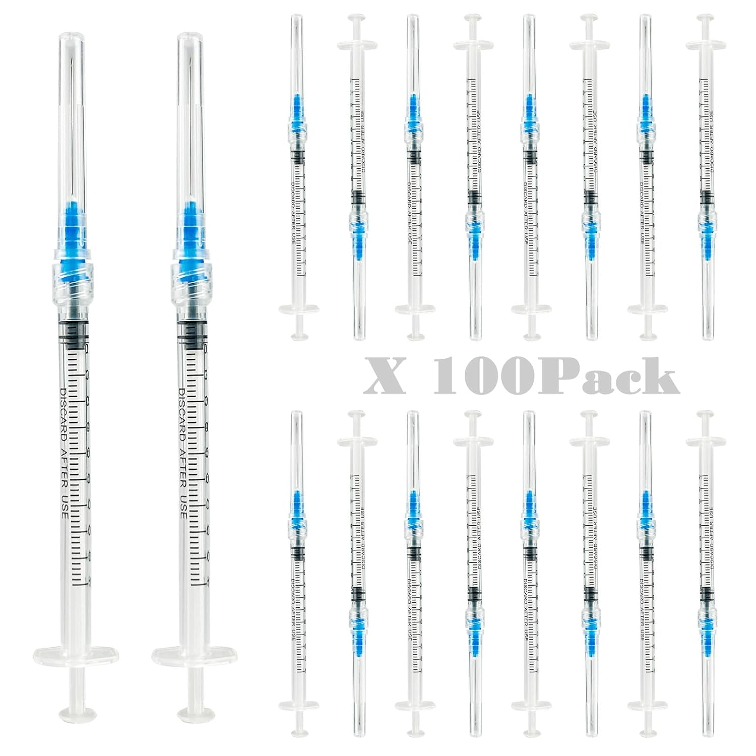 100Pack 1ml Luer Lock Syringes with 23Ga Needles by jiayoushot